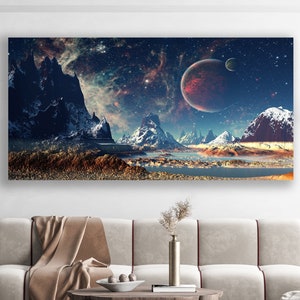 Planets Canvas, Space Art, Huge Canvas Wall Art, Nebula Wall Art, Milky Way Art, Planets Wall Decor, Space