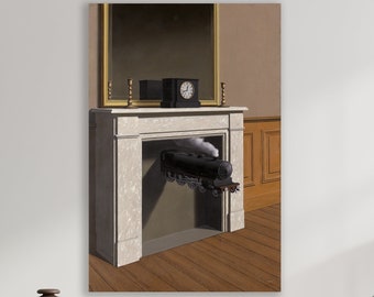 Arte murale "Time Transfixed", opere di René Magritte, grandi tele per la decorazione della casa, tele "Time Transfixed", arte murale di Magritte, "Time Transfixed" di Magritte