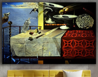Still Life Wall Art, Salvador Dali, Still Life Canvas, Huge Canvas Home Decor, Salvador Dali Art, Living Still Life by Dali