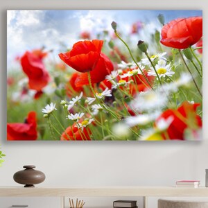 Poppy Flower Art, Poppy Fields Canvas, Huge Canvas Home Decor, Flowers ...
