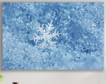 Snowflake Art,  Huge Canvas Home Decor, Winter Art, Snowflake Canvas, Snowy Art, Winter Wall Art, Crystal Art, Snowflake Wall Decor