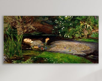 Ophelia John Everett Millais a scene from Shakespeare's Hamlet Wall Art, Huge Canvas Wall Art, Ophelia Canvas, Ophelia by John Millais