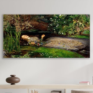 Ophelia John Everett Millais una escena de Hamlet de Shakespeare Arte de pared, Arte de pared de lienzo enorme, Lienzo de Ophelia, Ophelia por John Millais