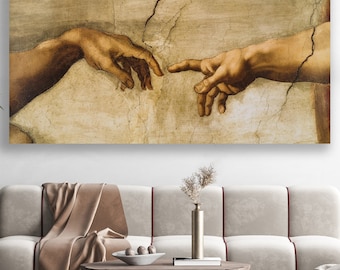 Creation of Adam Canvas, Huge Canvas Wall Decor, Michelangelo Art, The Creation of Adam Wall Art, Michelangelo, Adam