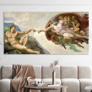 The Creation of Adam Canvas, Creation of Adam Wall Decor, Michelangelo Wall Art, Huge Canvas Wall Art