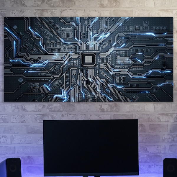 Circuit Layout Wall Art, Huge Canvas Home Decor, Circuit Layout Office Decor, Computer Science Art, Hardware Wall Art, Programmers Gift