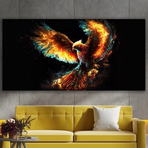 Phoenix Wall Art, Huge Canvas Wall Decor, Phoenix Bird Canvas, The Phoenix Art, Phoenix Wall Decor