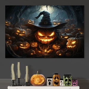 Halloween Gift, Huge Canvas Home Decor, Jack O Lantern Canvas Print ...