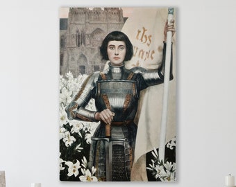 Joan of Arc 1903 Wall Art, Famous Woman Warrior Knight, Huge Canvas Home Decor, Jeanne d'Arc Wall Art, Joan of Arc by Albert Lynch