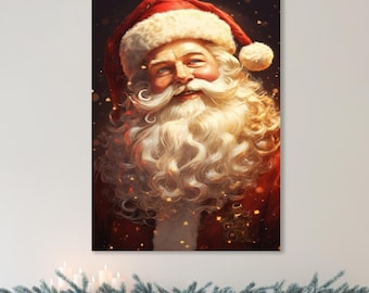 Santa Claus Wall Art, Christmas Art, Huge Canvas Home Decor, Christmas Gift, Santa Claus Wall Decor, Santa Claus Canvas, Christmas Art Print