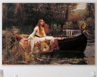 The Lady of Shalott  Wall Art, John William Waterhouse, The Lady of Shalott Canvas, Huge Canvas Home Decor, The Lady of Shalott 1888 Art