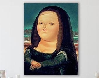 Mona Lisa by Fernando Botero Wall Art, Botero Art, Huge Canvas Home Decor, Mona Lisa Fun Art,  Fernando Botero Wall Art