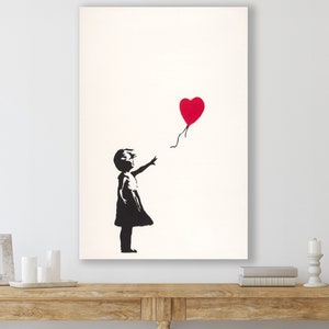 Arte de Banksy, Decoración de pared de niña con globo rojo, Lienzo gigante para decoración del hogar, Lienzo de Banksy, Arte de niña con globo, Arte de pared de niña con globo rojo, Banksy