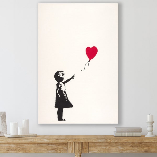 Banksy Art, Red Balloon Girl Wall Decor, Huge Canvas Home Decor, Banksy Canvas, Girl With Balloon Art, Red Balloon Girl Wall Art, Banksy