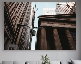 Manhattan, Wall Street Wall Art, Wall Street Decor,  Huge Canvas Home Decor, Wall Street Photo, Wall Street Canvas, Street Wall Decor