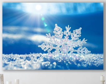Snowflake Wall Art,  Huge Canvas Home Decor, Winter Canvas Print, Snowflake Canvas, Snowy Art, Winter Wall Decor, Snowflake Art Print