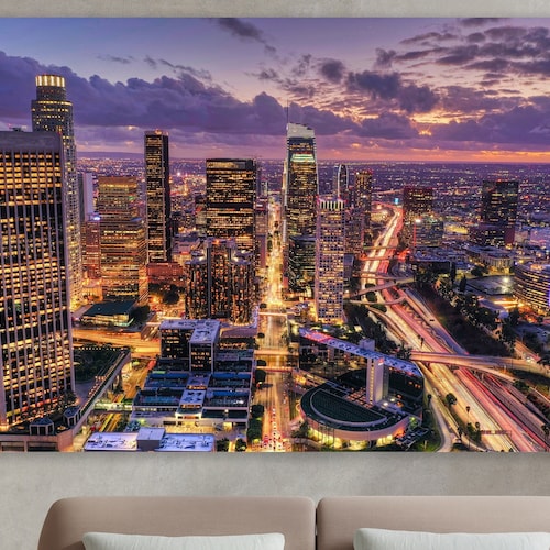 Street Lamps Wall Art Canvas Los Angeles Print California Etsy