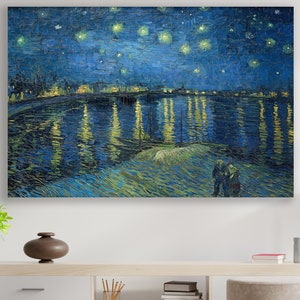 Rhone River Wall Art, Van Gogh Art, Huge Canvas Home Decor, Starry Night Over the Rhone Canvas, Van Gogh Wall Art, Van Gogh Canvas Print