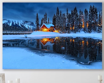 Winter Art, Huge Canvas Home Decor, Snow Art, Nature Wall Art, Snowy Art, Winter Wall Art, Snowy Trees Art, Frozen Lake Art Print