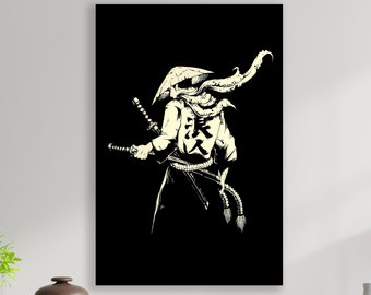 Japanese Samurai Wall Art, Samurai Canvas Print, Huge Canvas Wall Decor, Japanese Art Print, Samurai Wall Decor