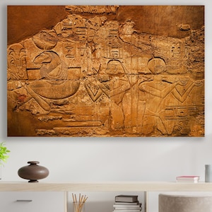 Hieroglyphs, Huge Canvas Wall Art, Egyptian Hieroglyphs Art, Egyptian Wall Decor, Egyptian Hieroglyphs Canvas, Ancient Egypt Wall Art