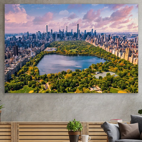 Arte da parete di Central Park, New York, Manhattan, tela di Central Park, decorazione per la casa su tela enorme, arte di New York