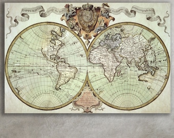 Old World Map Wall Art, Vintage Atlas Canvas, Huge Canvas Home Decor, Vintage World Map Art, World Map Canvas, Atlas Art