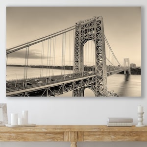 George Washington Bridge, Huge Canvas Home Decor, Hudson River Canvas, Black And White Art, Bridge Wall Art