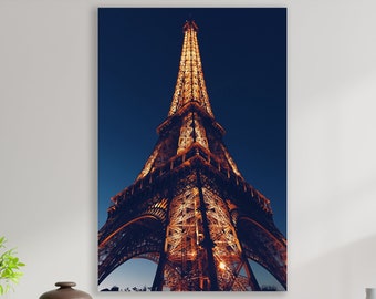 Eiffel Tower Wall Art, Eiffel Tower At Night Canvas, Eiffel Canvas, Huge Canvas Home Decor, Eiffel Tower Wall Decor, Gift for Paris Lovers