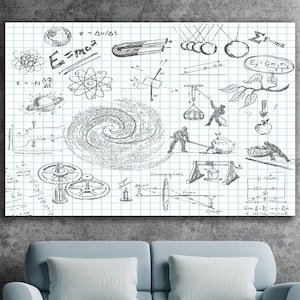 Physics Art, Formulas Canvas, Huge Canvas Wall Decor, Science Wall Art, Equation Canvas, Math Art