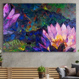 Lotusbloem, enorm canvas woondecoratie, bloemen kunst aan de muur, canvas lotusbloem, lotus, bloemen