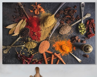 Spices Wall Art, Spices, Kitchen Art, Huge Canvas Home Decor, Colorful Spices, Kitchen Wall Decor, Decorative Kitchen Canvas