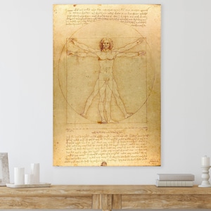Arte mural de El Hombre de Vitruvio, lienzo gigante para decoración del hogar, decoración de pared del Hombre de Vitruvio, lámina artística de Leonardo Da Vinci, impresión en lienzo de El Hombre de Vitruvio