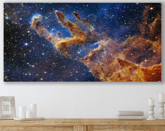 James Webb Telescope Art, Pillars of Creation Canvas, Nebula Wall Art, Huge Canvas Wall Art, Nebula Art, Space Canvas, Universe, Stars, NASA