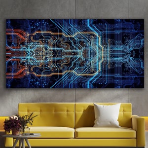 Circuit Layout Canvas, Huge Canvas Home Decor, Chip Art, Circuit Layout Office Decor, Computer Technology Art, Hardware Technology Wall Art