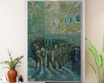 Prisoners Round Wall Art, Van Gogh Art, Huge Canvas Home Decor, Prisoners Round Canvas, Vincent Van Gogh Wall Art, Prisoners Round by Gogh