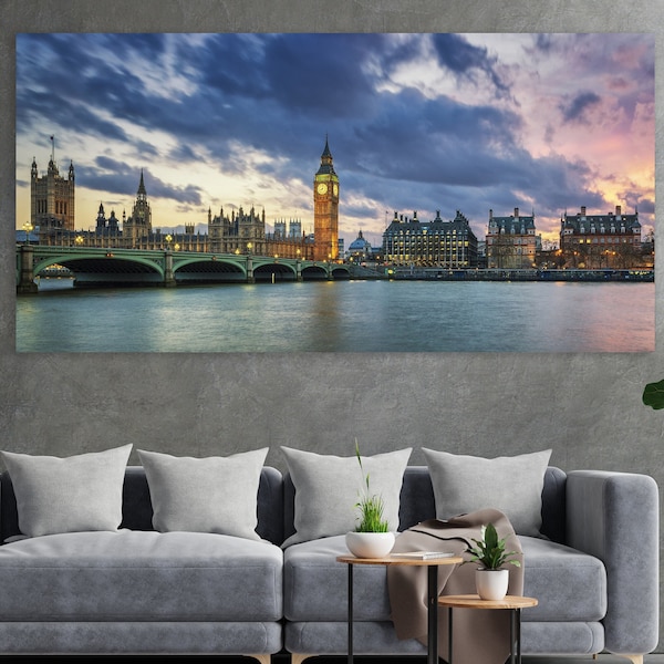 Big Ben Canvas Print, Big Ben Wall Art, Huge Canvas Home Decor, Clock Tower Wall Art, London Lovers Gift, London City Wall Art, Big Ben Art