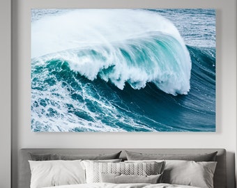 Ocean Wave Wall Decor, Ocean Wall Art, Huge Canvas Home Decor, Peaceful Wall Art, Big Blue Wave, Ocean Power