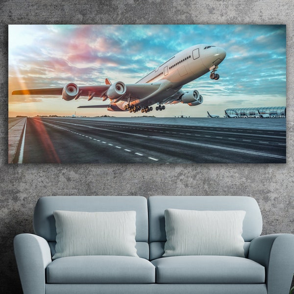 Airplane Wall Art, Aviation Art, Huge Canvas Wall Art, Airplane Canvas, Airplane Take Off Art, Aircraft Wall Art, Pilot Gift, Airport Art