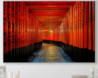 Japanese Sign, Huge Canvas Wall Decor, Japanese Torii Art, Red Torii Gates Canvas, Torii, Japanese Art