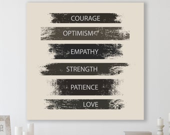 Motivational Art, Huge Canvas Wall Decor, List of Attributes, Motivational Wall Art, List Of Attributes Canvas, Daily Reminder to Yourself