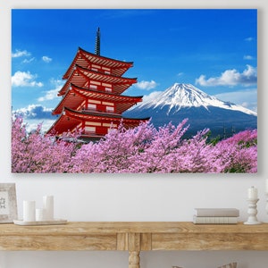 Japanese Sakura Art, Huge Canvas Wall Decor, Japanese Flowering Cherry Blossom Art, Cherry Blossom Art Print, Mount Fuji Canvas Print