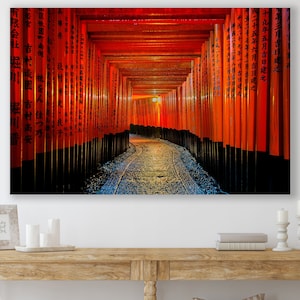 Japanese Sign, Huge Canvas Wall Decor, Japanese Torii Art, Red Torii Gates Canvas, Torii, Japanese Art