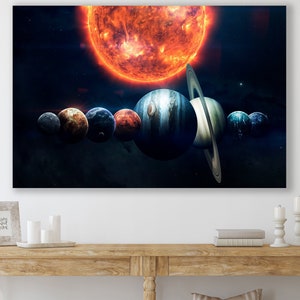 Solar System Wall Art, Planets Art, Huge Canvas Wall Art, Solar System Wall Decor, Planets Canvas, Sun Art, Space Canvas