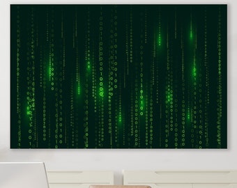 Matrix Style Binary Code Art Print, Huge Canvas Office Decor, Huge Canvas Home Decor, Computer Science, Binary Code Wall Decor, Coders Gift