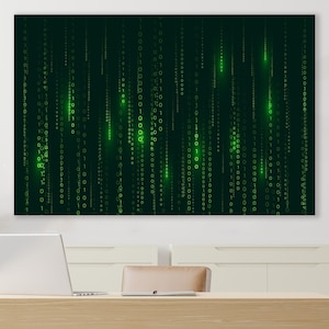 Matrix Style Binary Code Art Print, Huge Canvas Office Decor, Huge Canvas Home Decor, Computer Science, Binary Code Wall Decor, Coders Gift