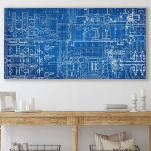 Custom Blueprint Art, Huge Canvas Wall Art, Blueprint Canvas, Huge Canvas Wall Decor, Blueprint Art