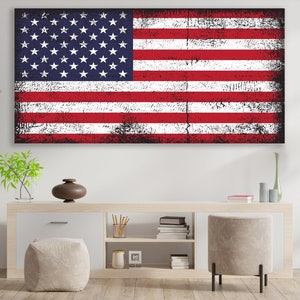 US Flag Canvas, Flag Wall Decor, Huge Canvas Wall Art, USA Flag Wall Art, Flag Sign, Vintage Flag, Vintage US Flag