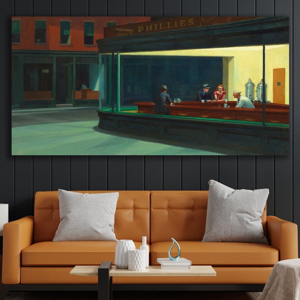 Nighthawks Canvas, Huge Canvas Wall Decor, Edward Hopper Art, Night Hawks Wall Art, Edward Hopper, Nighthawks