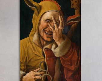 The Laughing Fool Wall Art, Huge Canvas Home Decor, Jacob Cornelisz Art, The Laughing Fool Canvas, The Laughing Fool Wall Decor